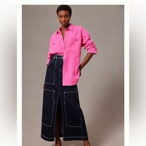 Pilcro oversized corduroy shirt button down hot pink Large